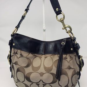Coach Zoe Canvas and Leather Trim Shoulder Bag